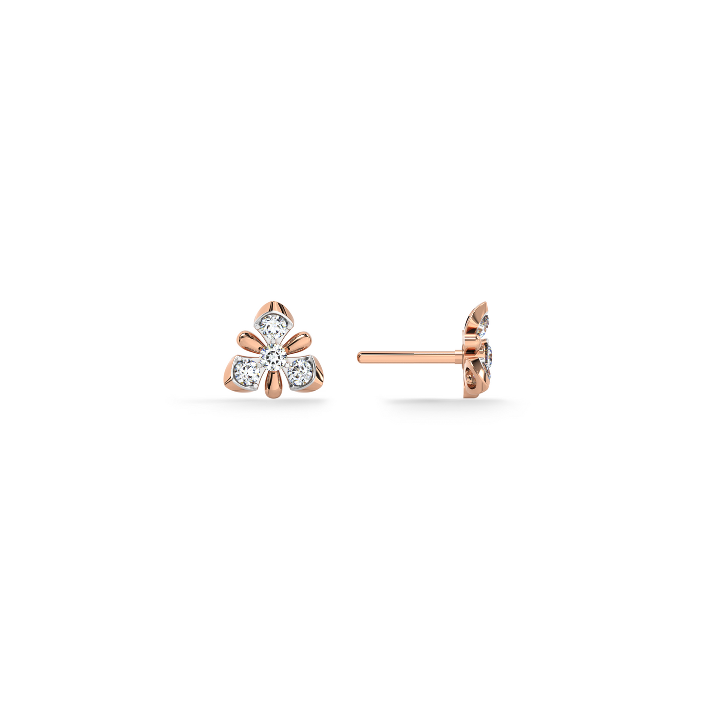 Trinity Bloom 9KT Gold Lab Grown Diamond Stud Earring