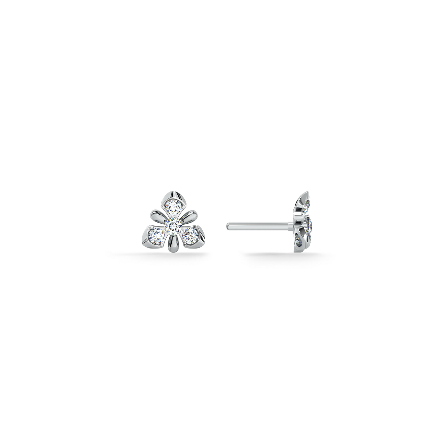Trinity Bloom 9KT Gold Lab Grown Diamond Stud Earring