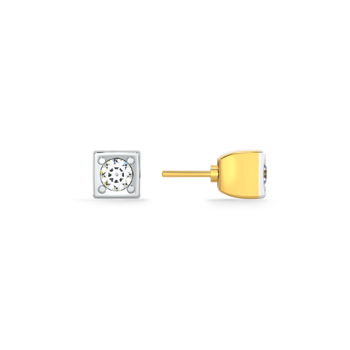 Squared Pin 9KT Gold Lab Grown Diamond Stud Earring