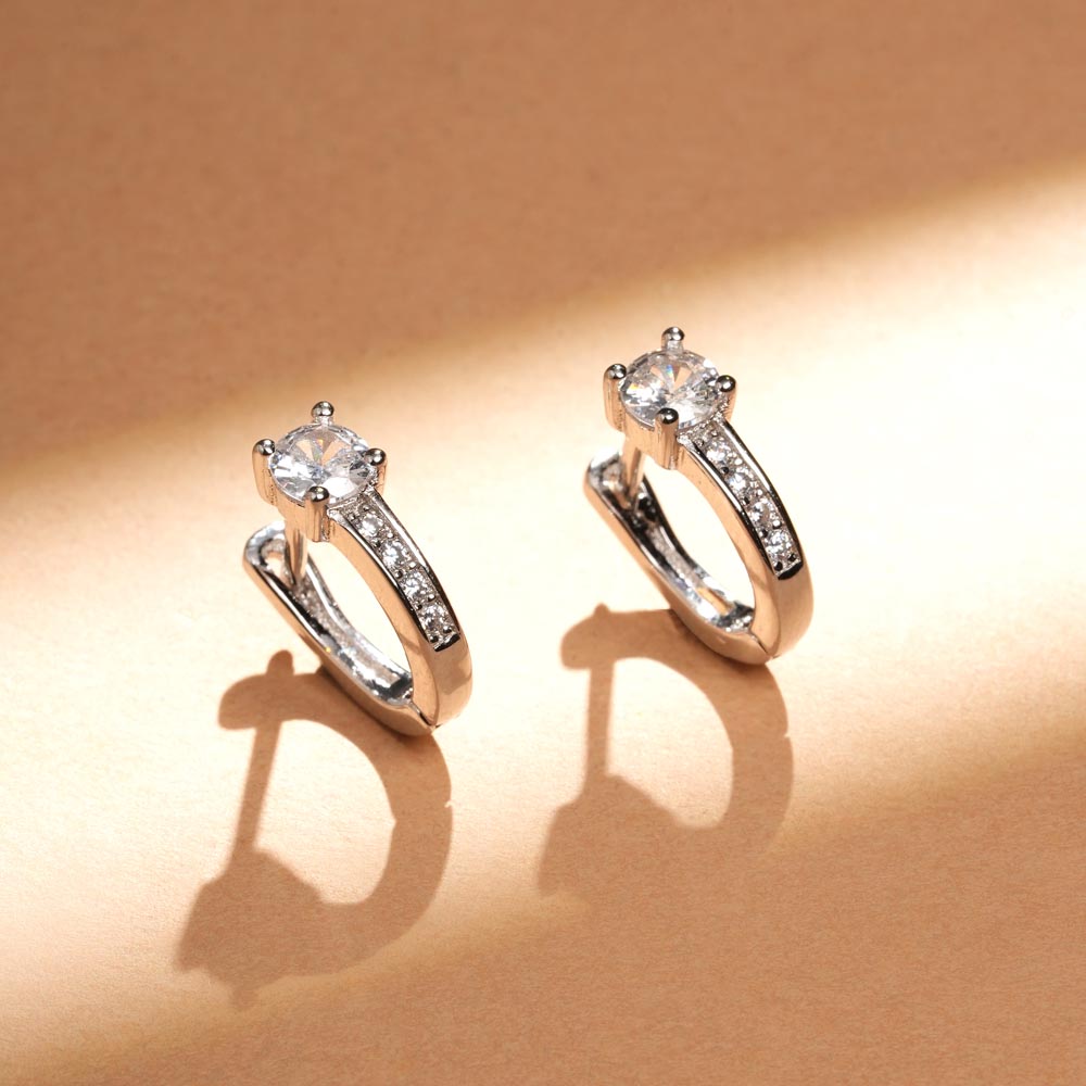 Luminous Crystal Charm Hoop Earrings