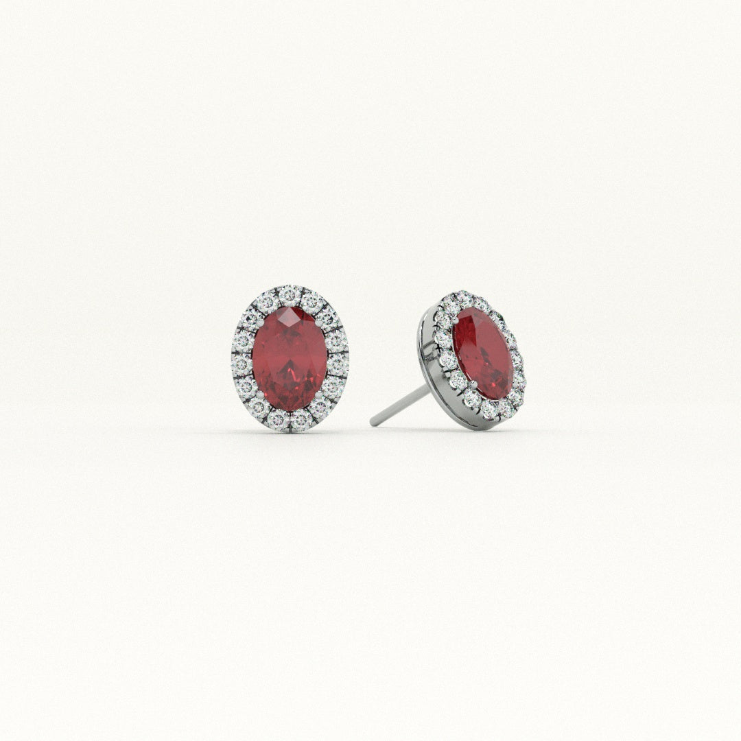 Timeless Synthetic Red Ruby Stud Earring