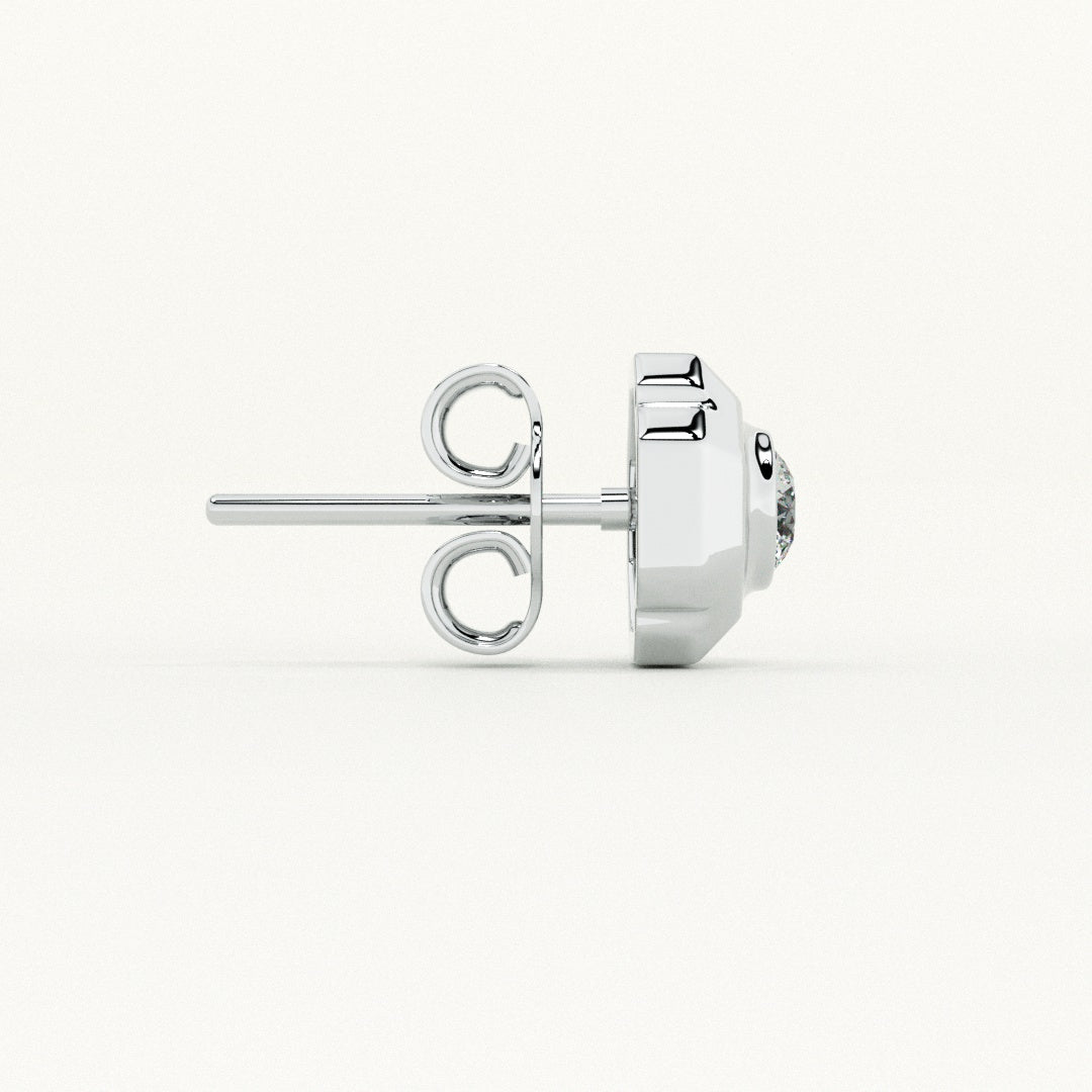 Round Brilliant Diamond 925 Silver Men's Single Stud Earring