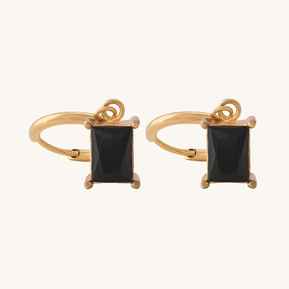 Black Stone Dangle Earrings
