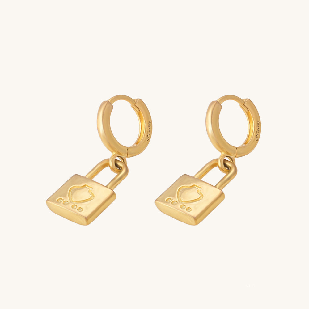 Engraved Lock Hoop Earrings