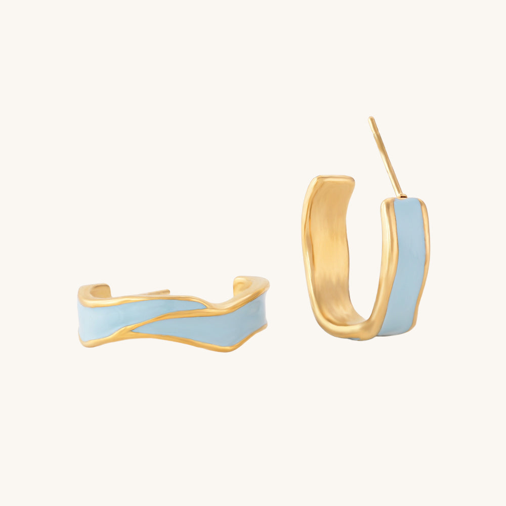 Blue Round Hoop Earrings
