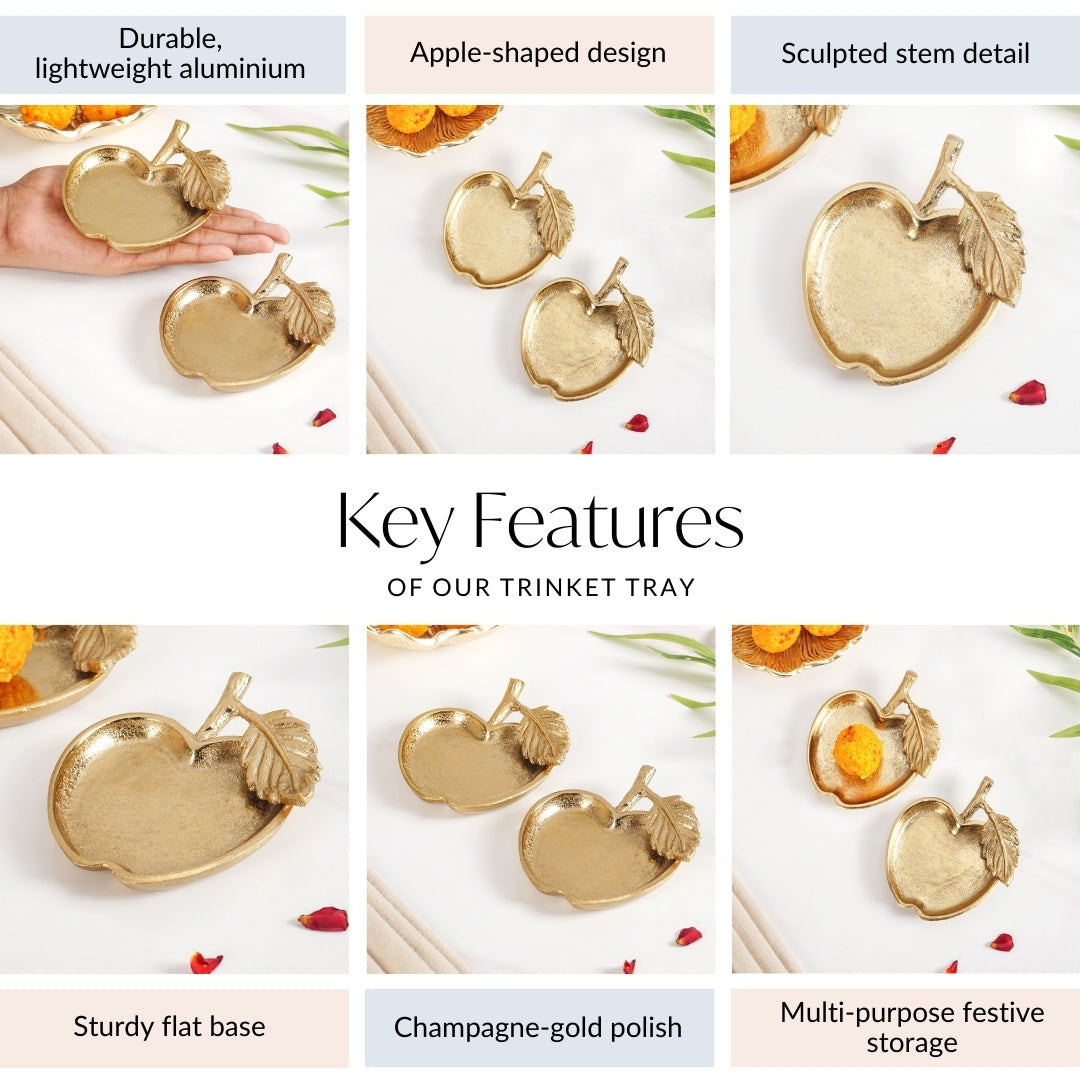 Eden Harvest Shiny Trinket Tray Set Of 2 In Festive Gift Box