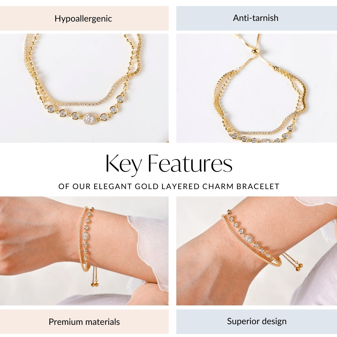 Elegant Gold Layered Charm Bracelet