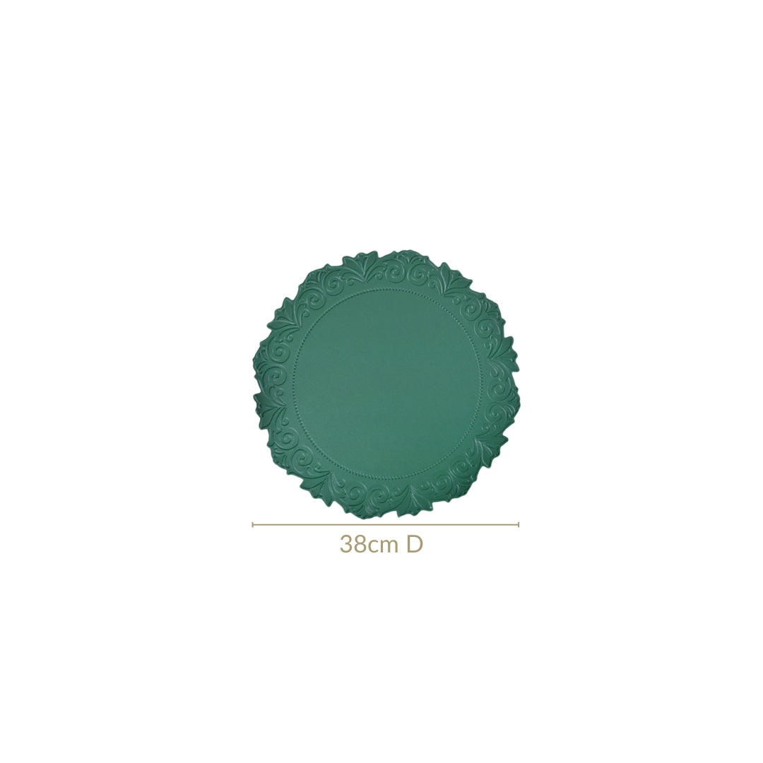 Embossed Green Round Placemat Set Of 6