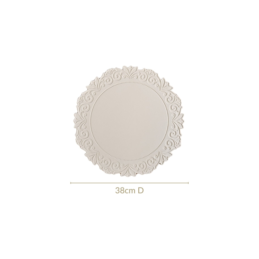 Embossed White Round Placemat Set Of 6