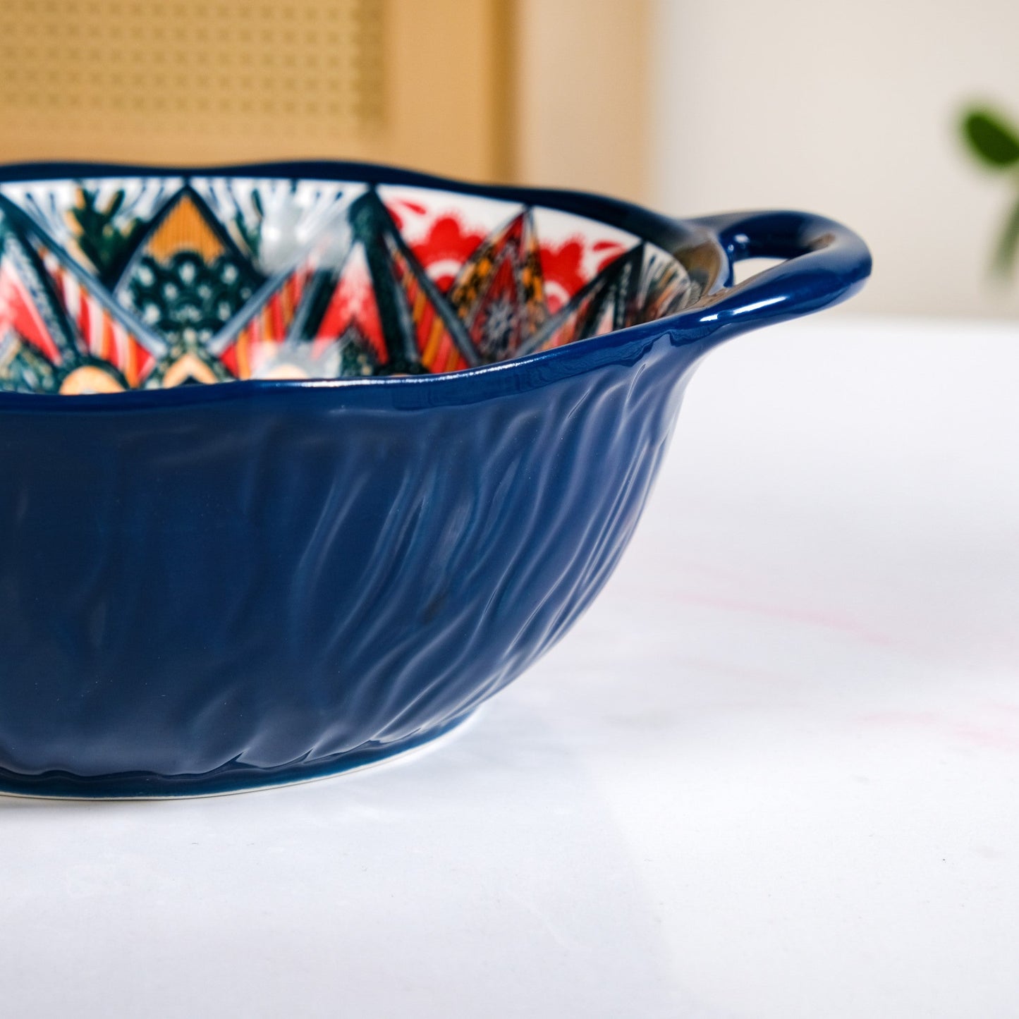 Mandala Melange Ceramic Serving Bowl Blue 1500ml