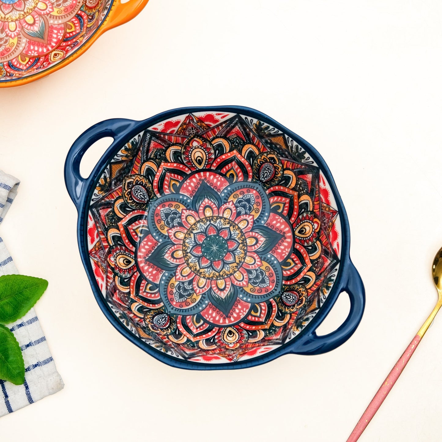 Mandala Melange Ceramic Serving Bowl Blue 1500ml