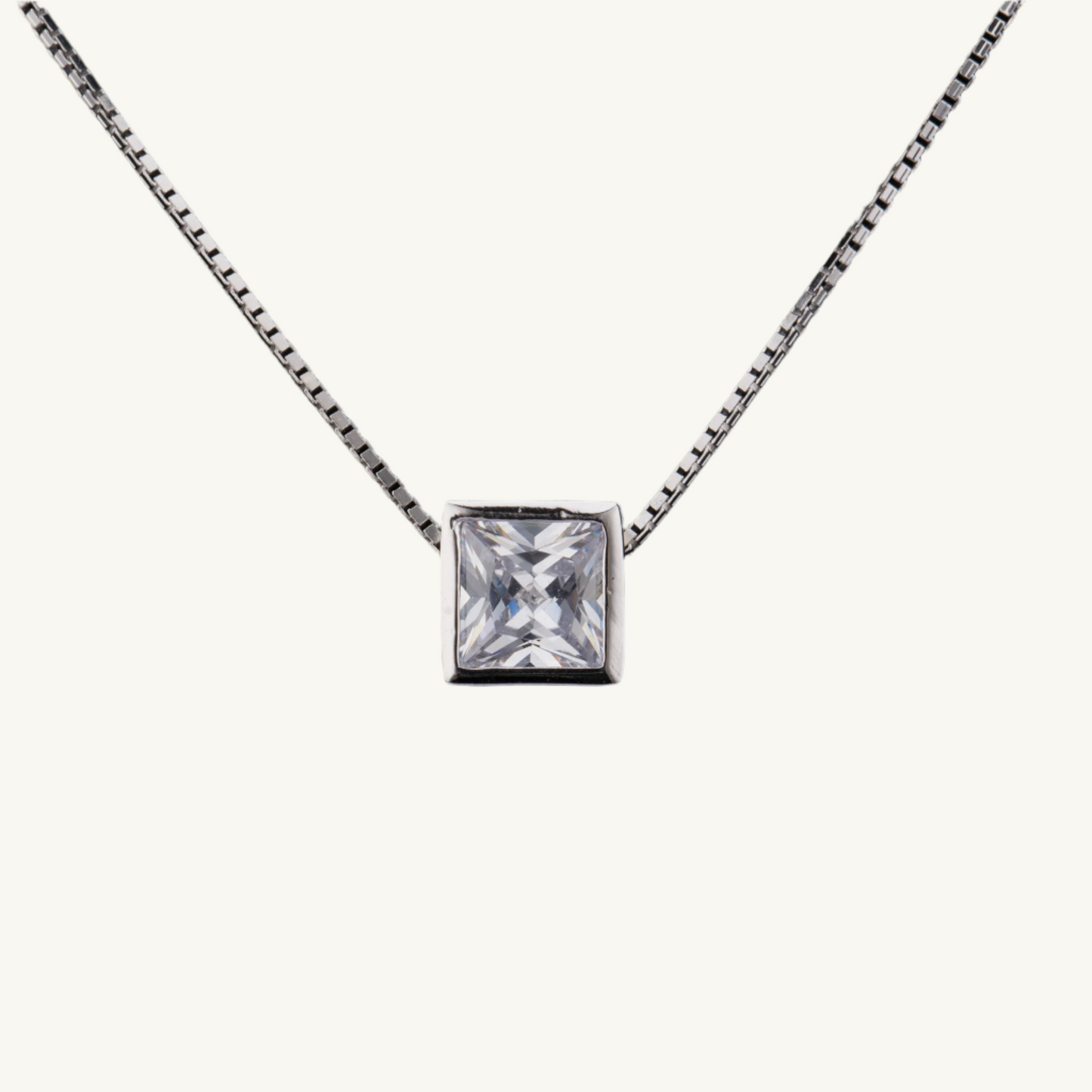 Elizabeth Square Necklace- 925 Silver