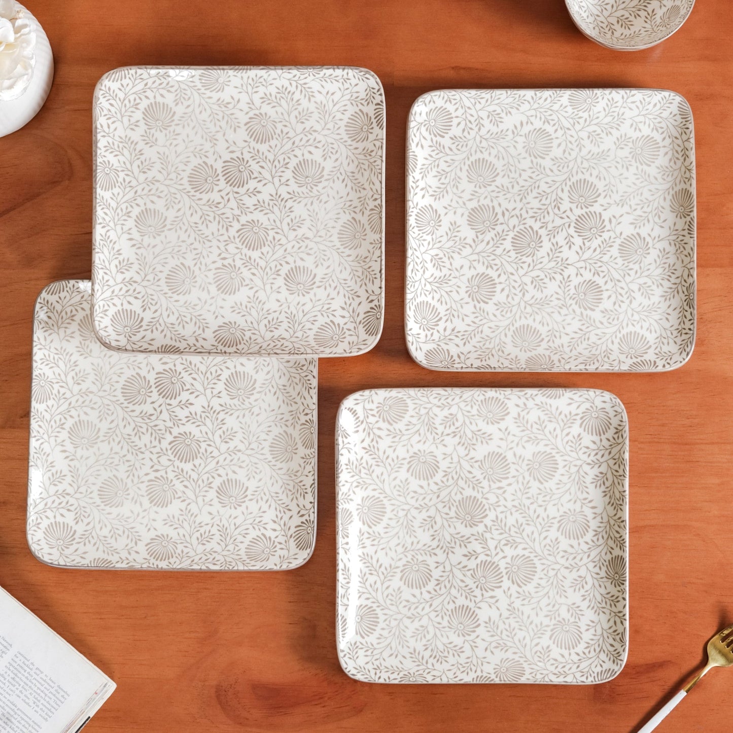Floral Fiesta Square Dinner Plates Set Of 4 10x10 Inch