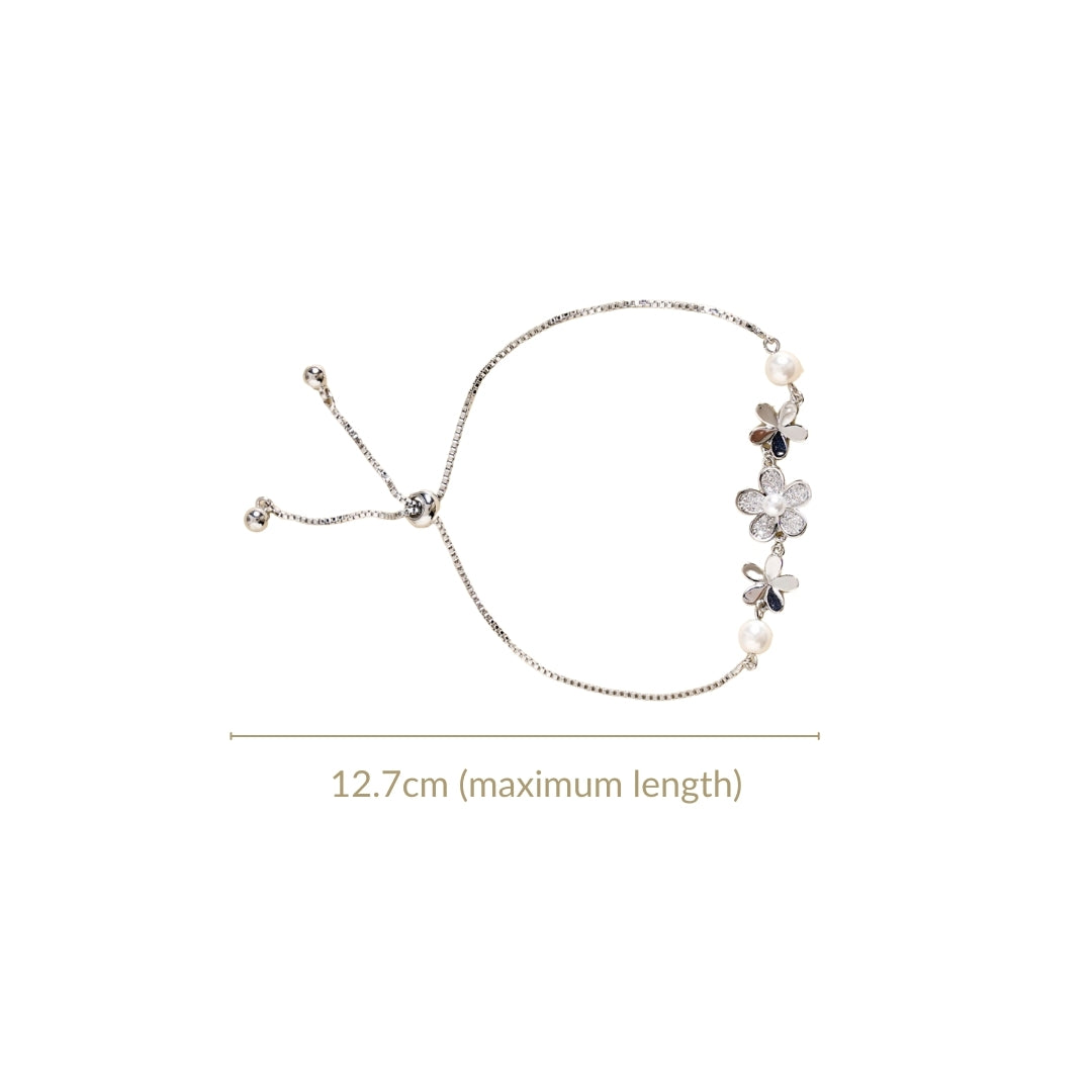 Floral Grace Silver Chain Bracelet