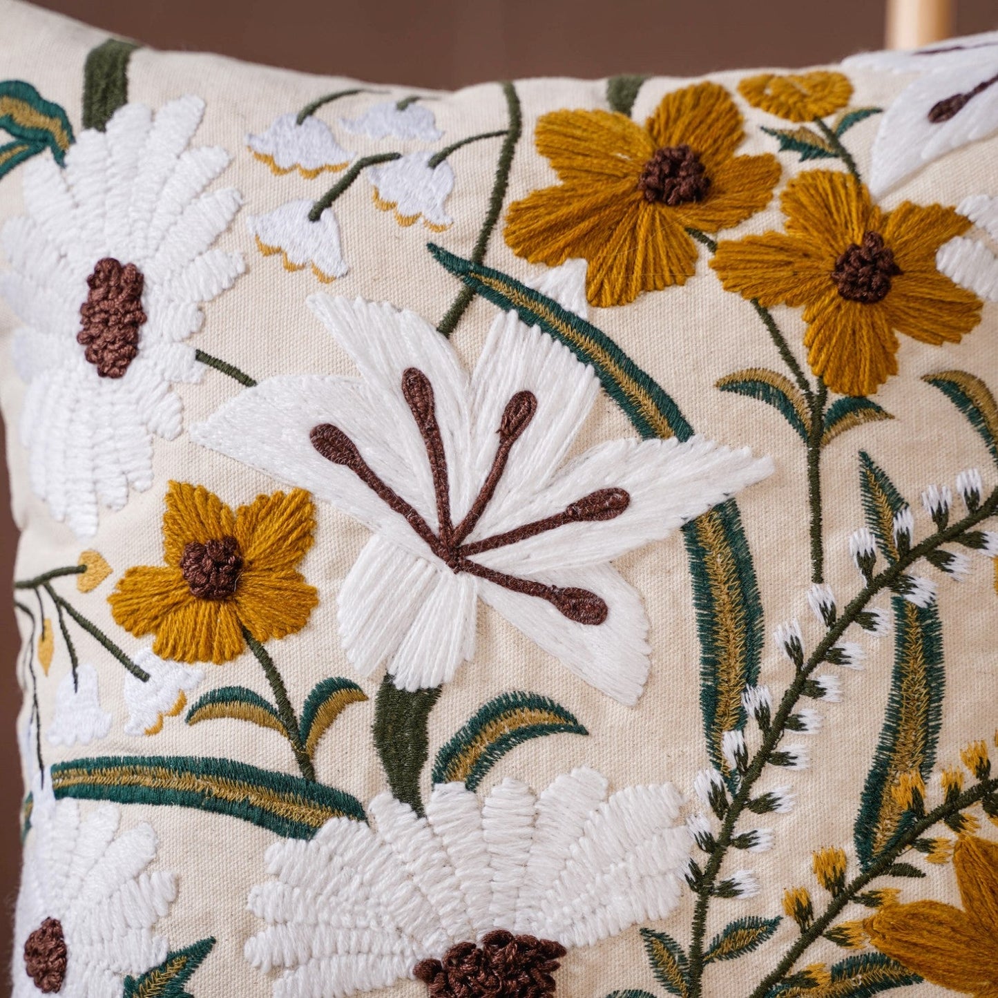 Floral Harmony Canvas Cotton Cushion Cover 40x40cm