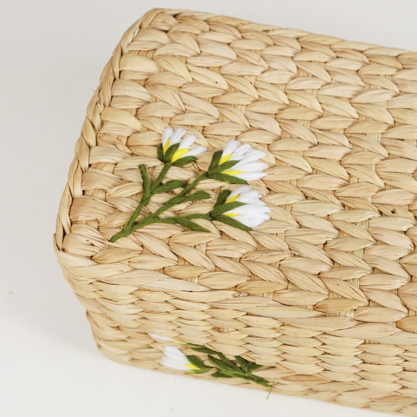 Kauna Storage Basket With Floral Embroidery – Keepsake Organizer Box