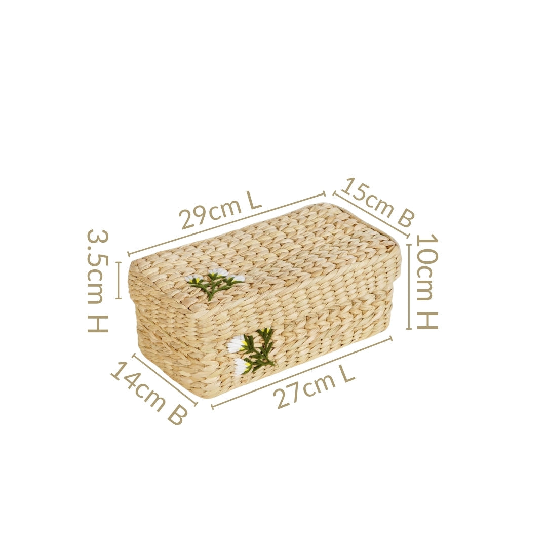 Kauna Storage Basket With Floral Embroidery – Keepsake Organizer Box
