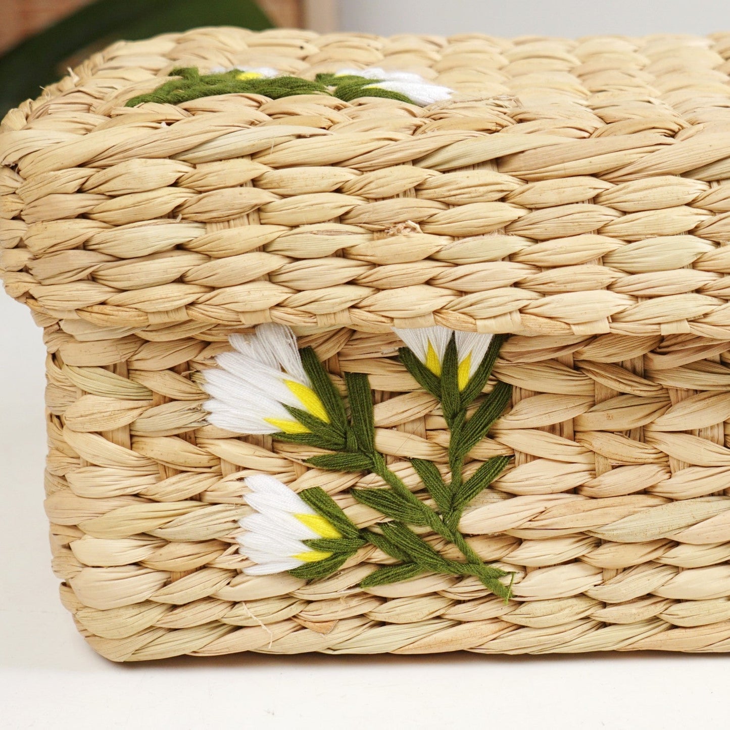 Kauna Storage Basket With Floral Embroidery – Keepsake Organizer Box