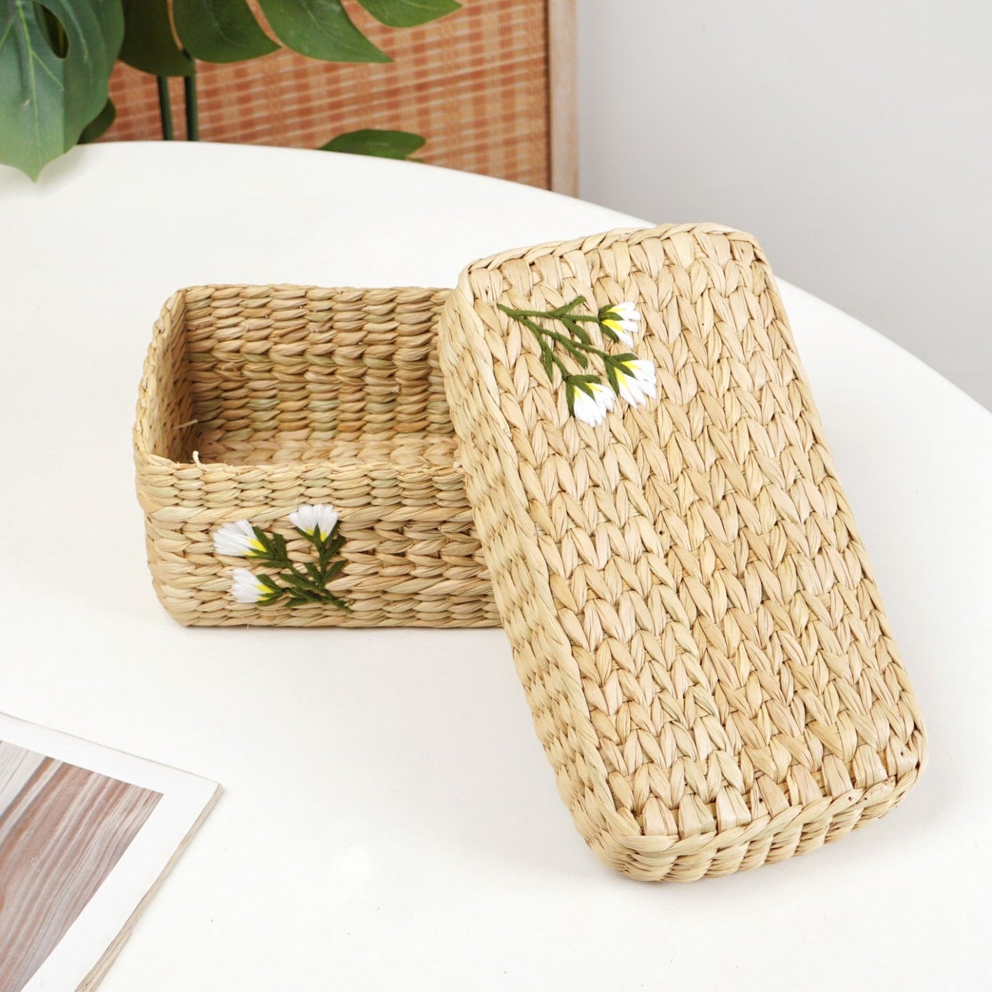 Kauna Storage Basket With Floral Embroidery – Keepsake Organizer Box