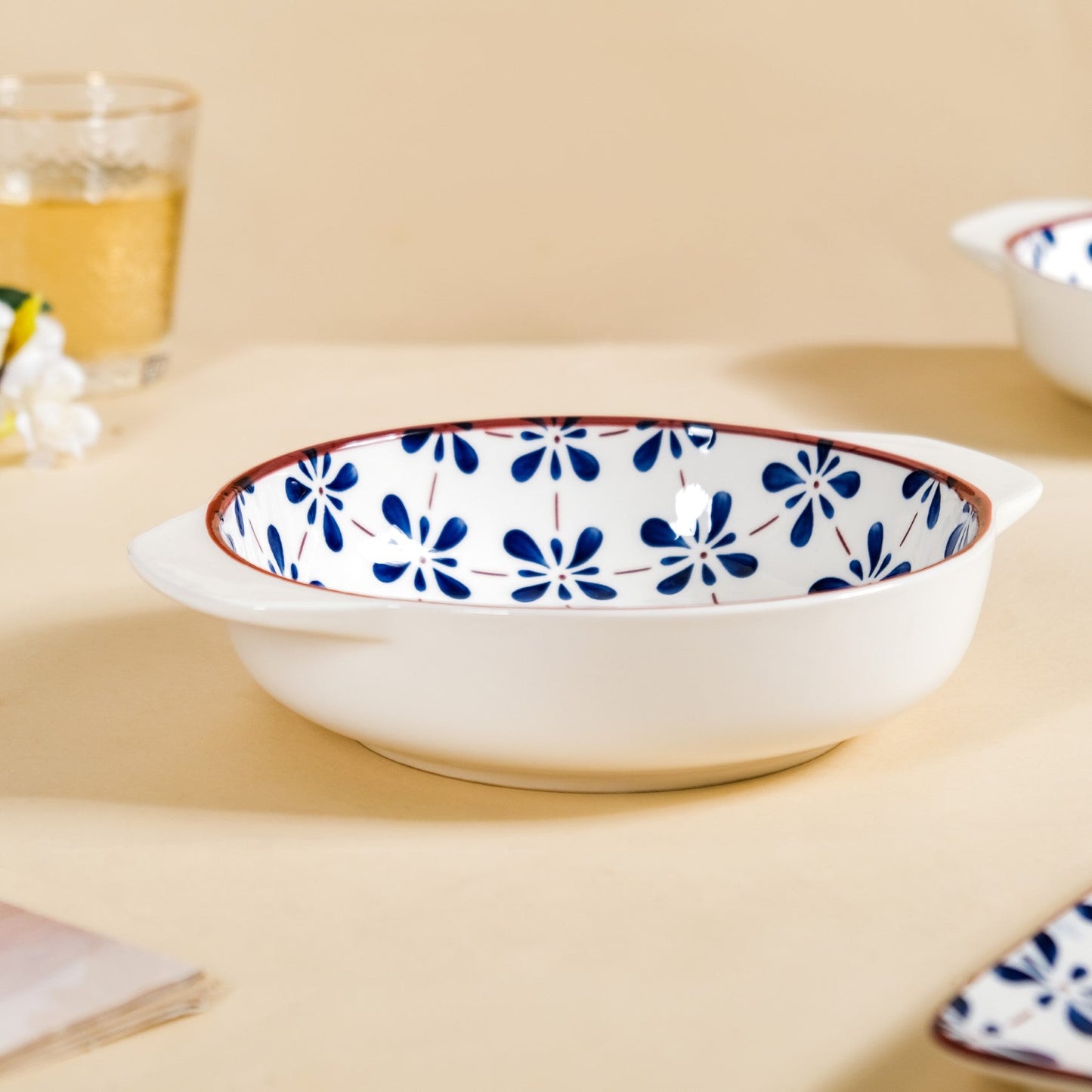 Blue Flower Serving Bowl Set Of 2 1000ml