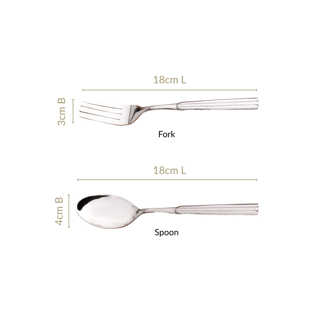Fluted Stainless Steel Spoons And Fork Set Of 12