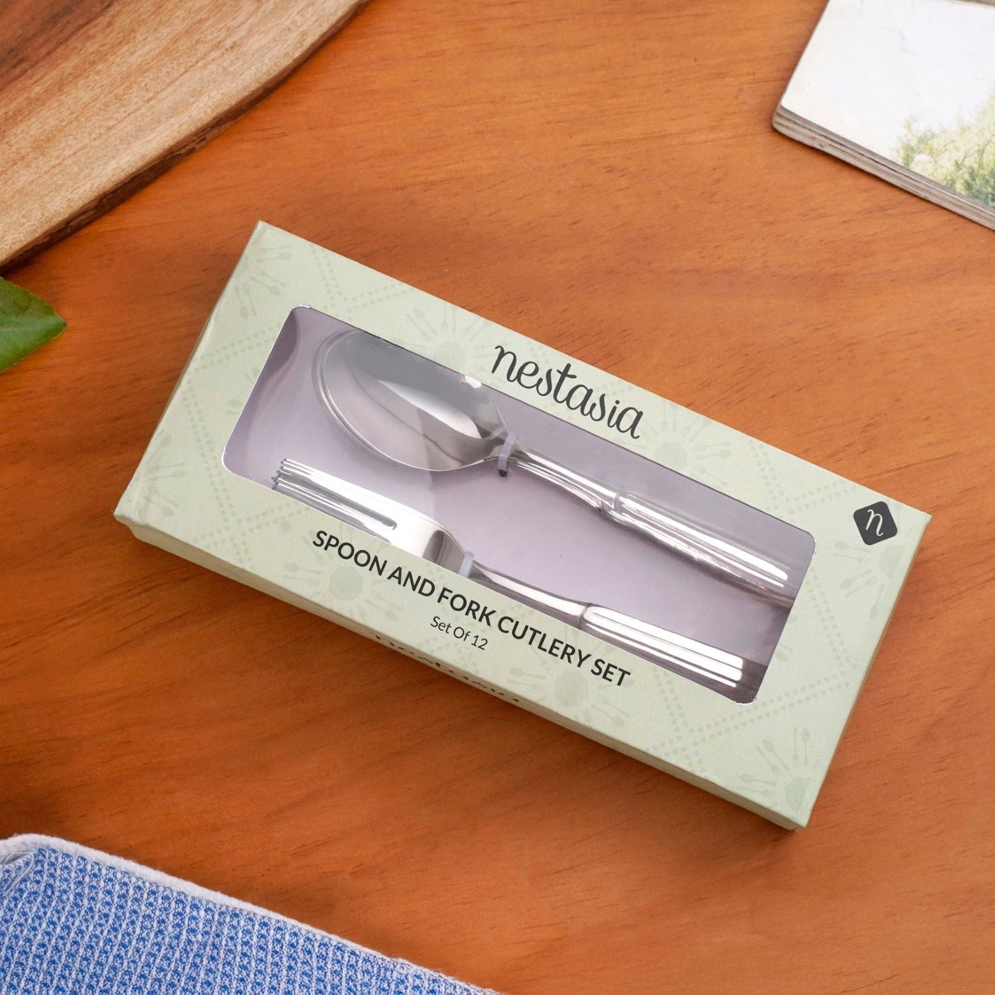 Fluted Stainless Steel Spoons And Fork Set Of 12