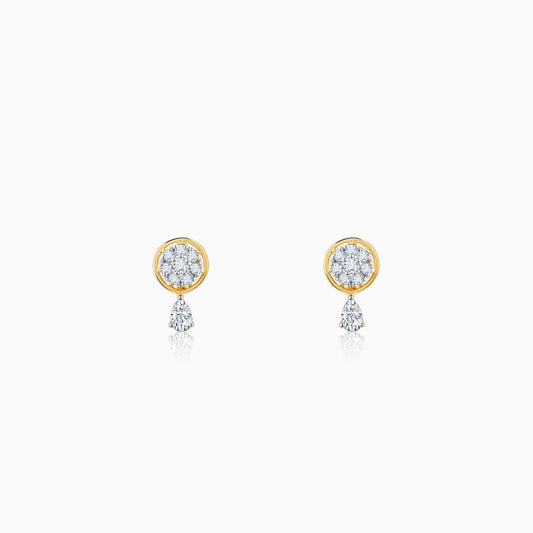 Gold Floral Dangling Lab Grown Diamond Earrings