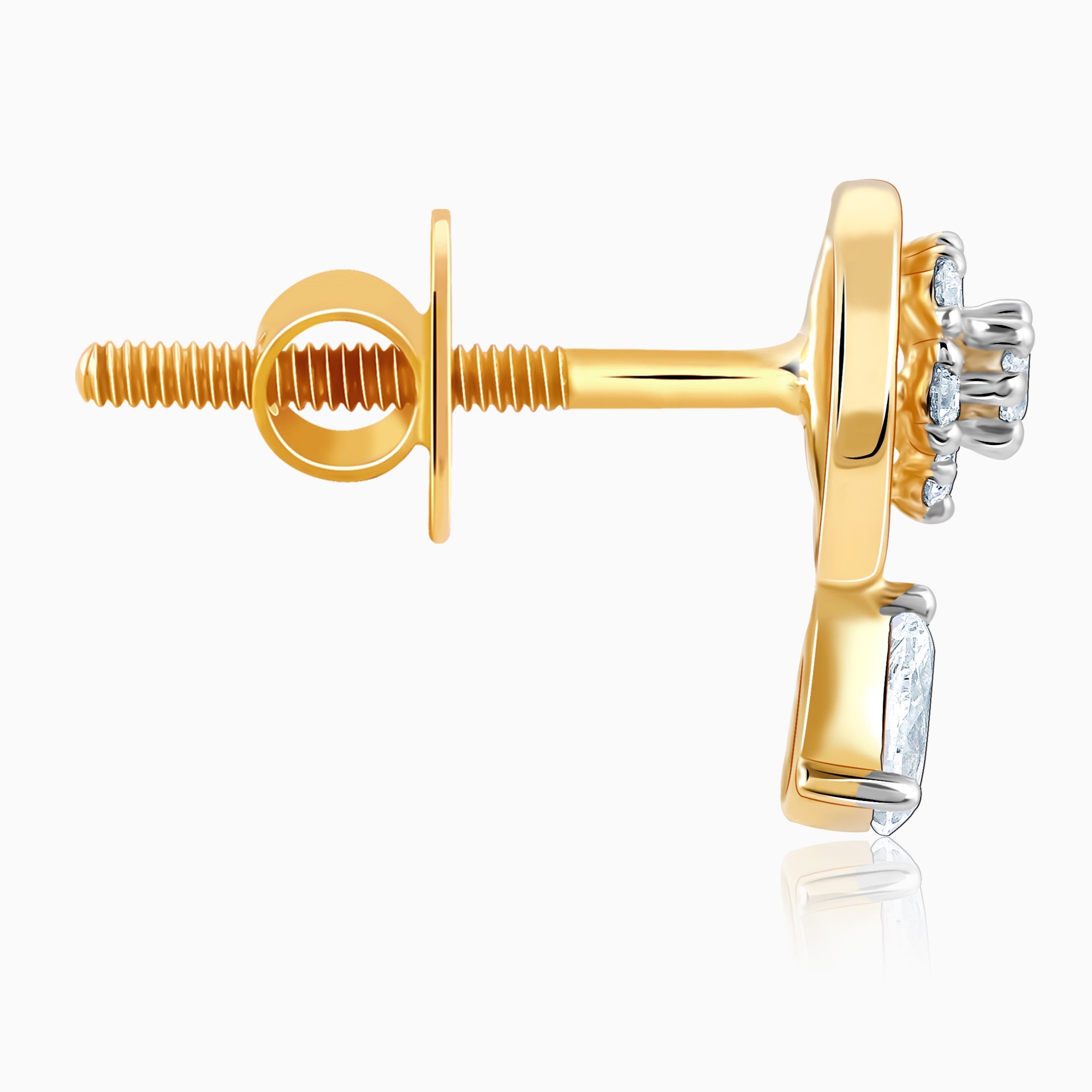 Gold Floral Dangling Lab Grown Diamond Earrings