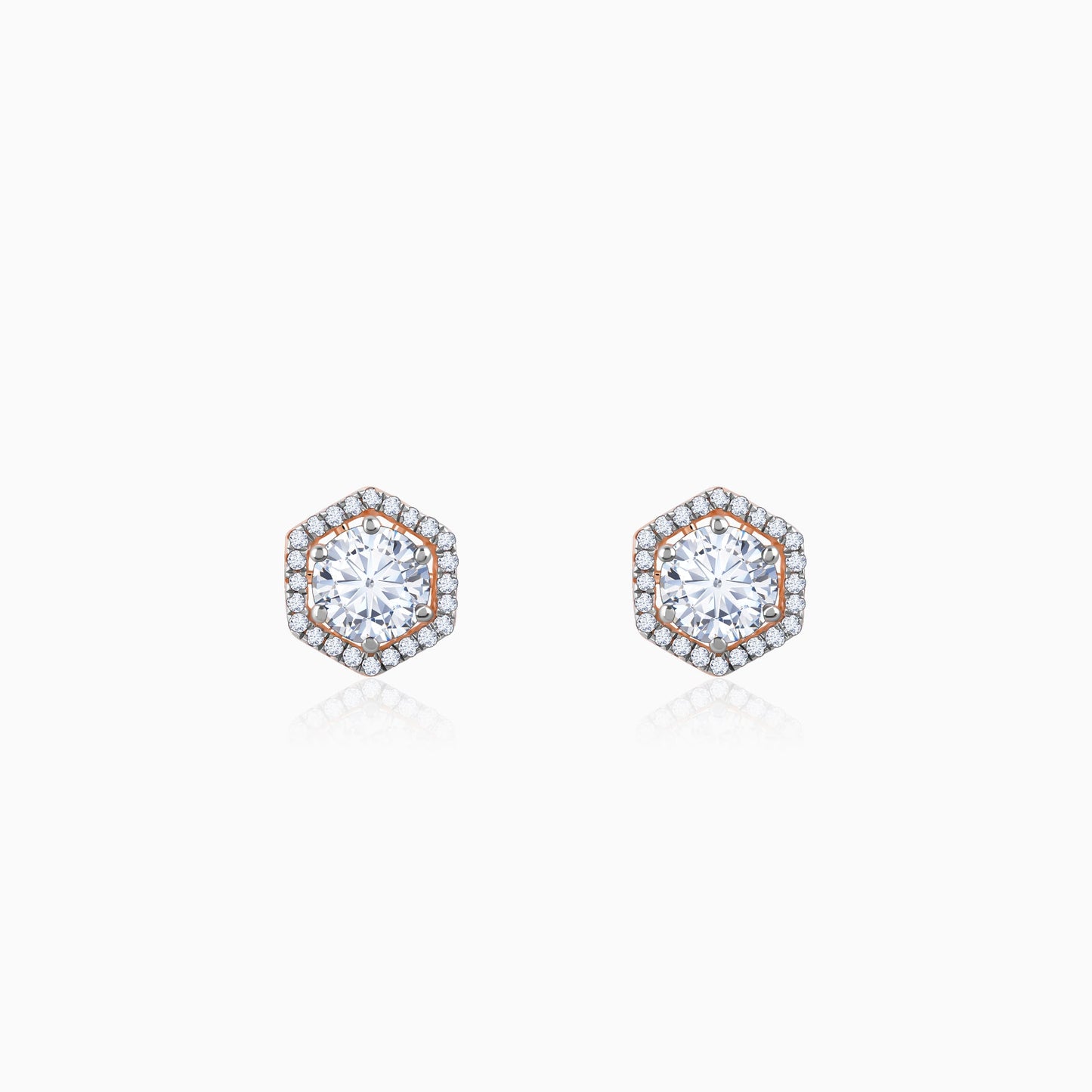 Rose Gold Lovable Solitaire Diamond Earrings