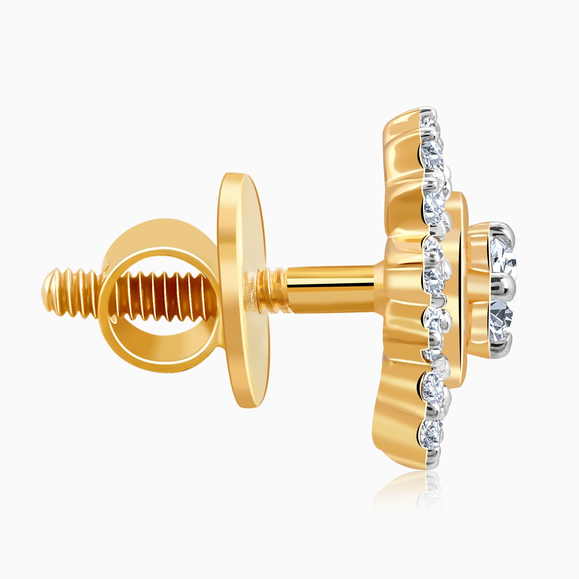 Gold Flower Power Lab Grown Diamond Stud Earrings