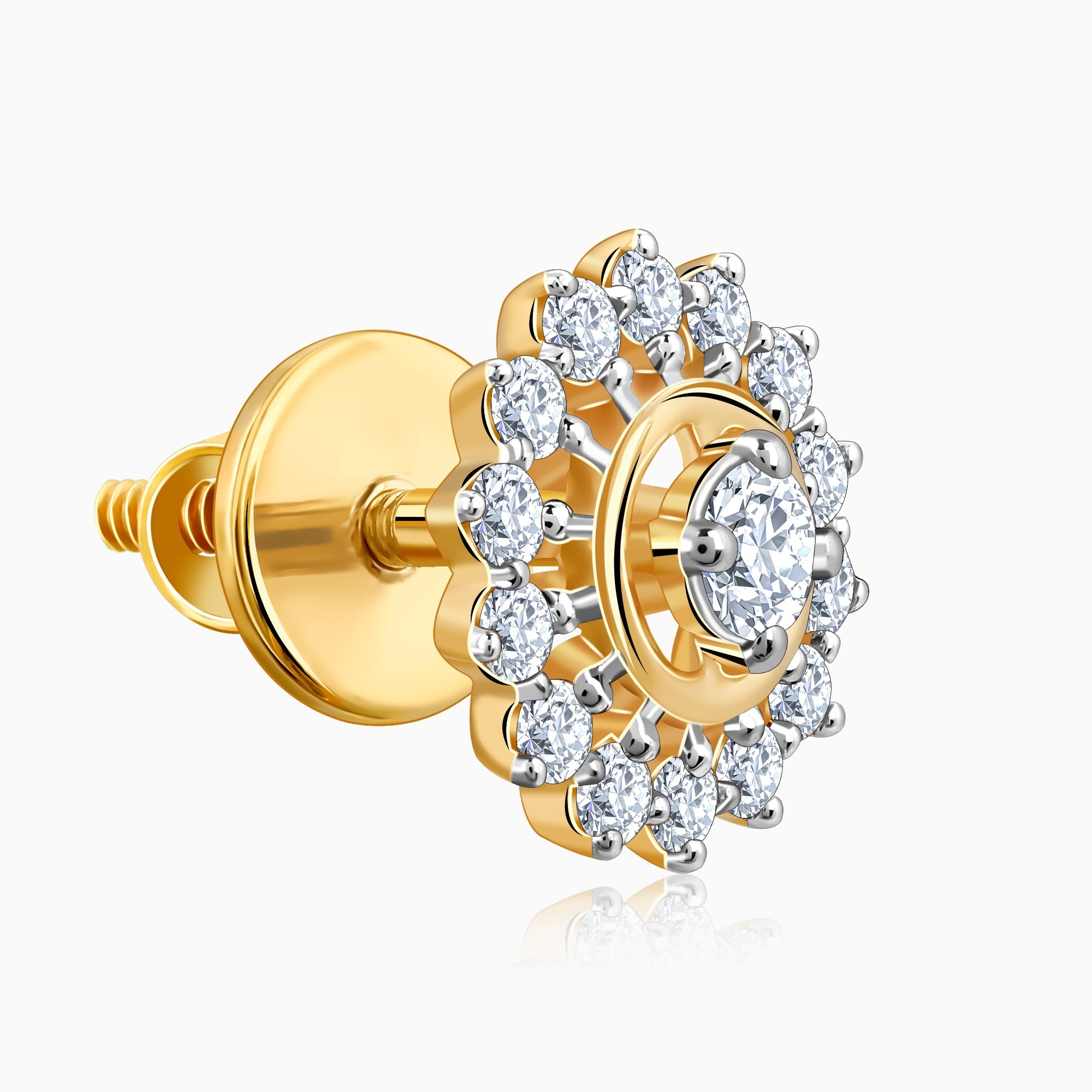 Gold Flower Power Lab Grown Diamond Stud Earrings