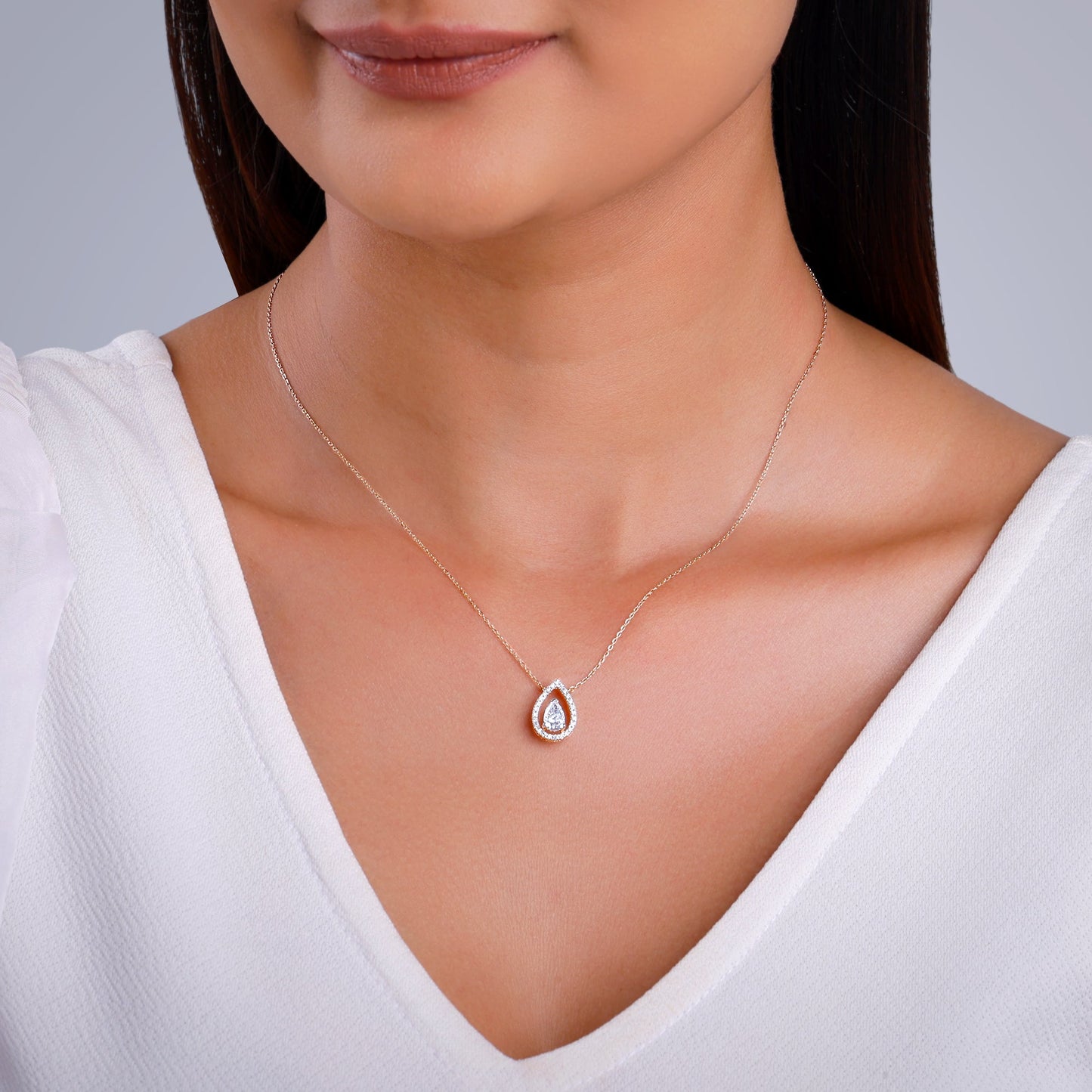 Rose Gold Magical Dewdrop Lab Grown Diamond Necklace