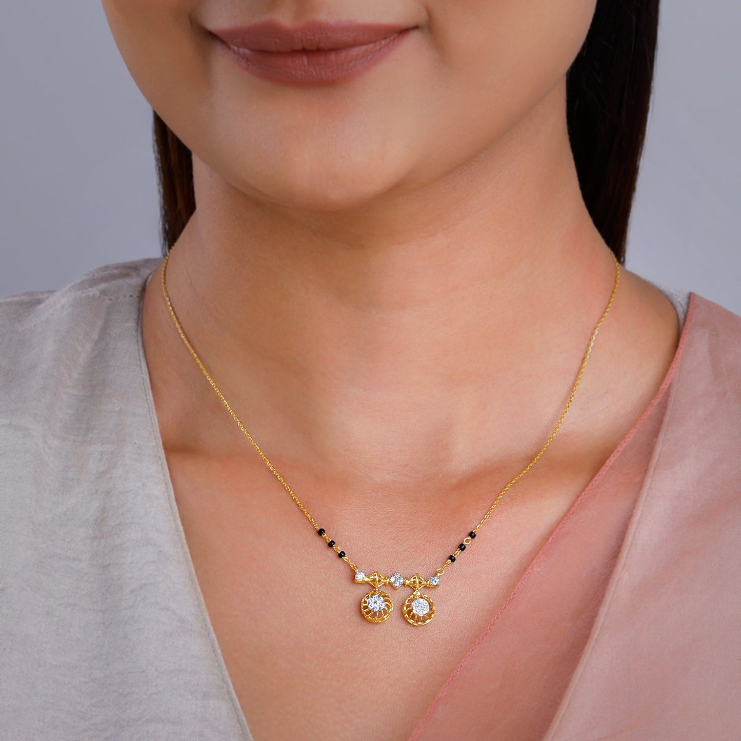 Gold Savitri Lab Grown Diamond Mangalsutra