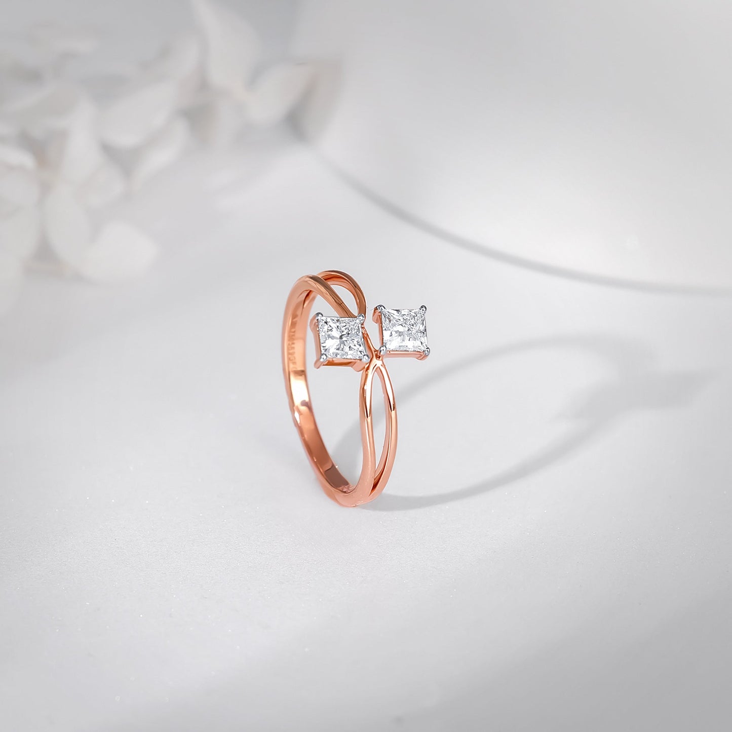 Rose Gold Dyad Solitaire Diamond Ring