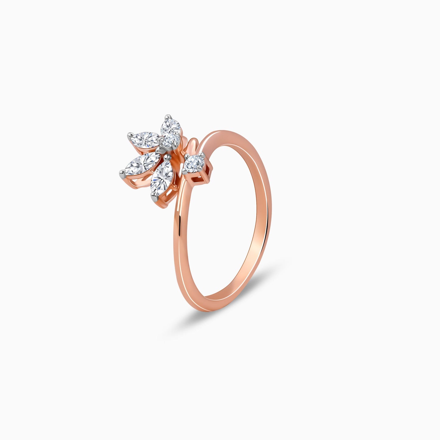 Rose Gold Floral Glam Lab Grown Diamond Ring