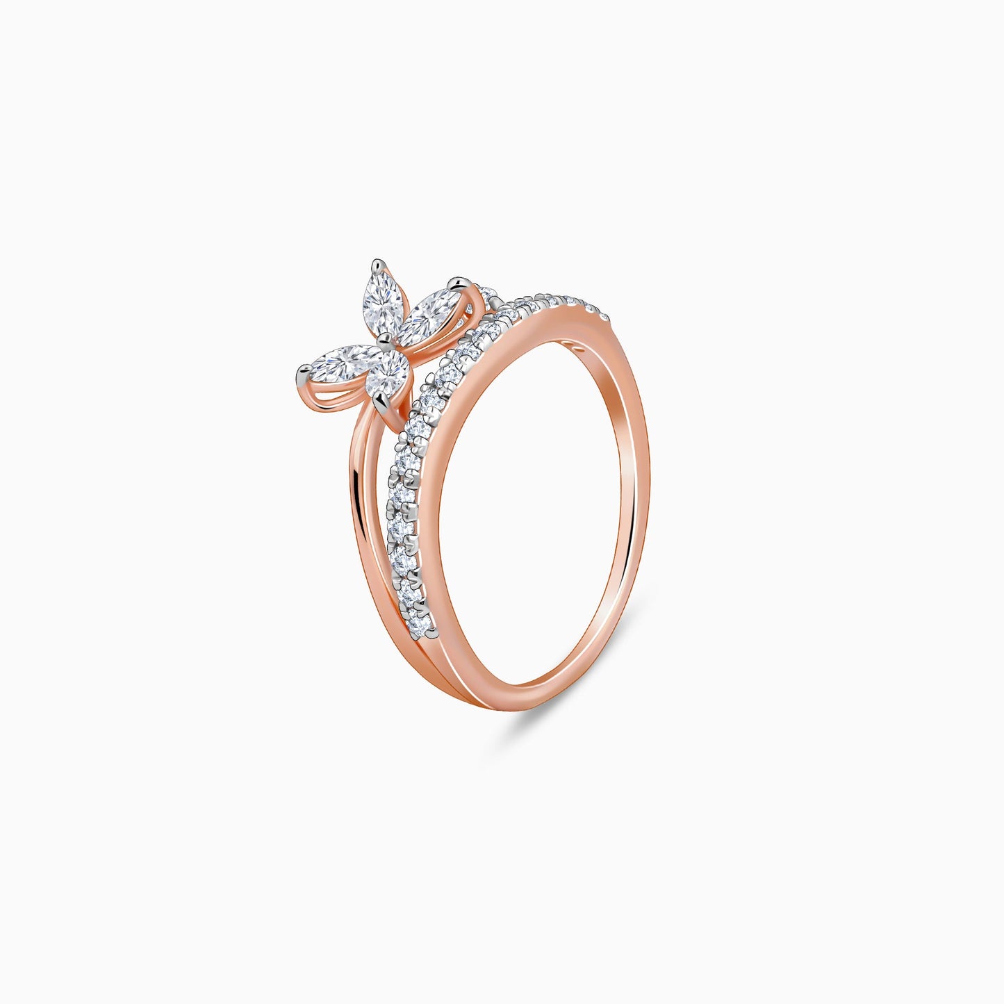 Rose Gold Flutter Lab Grown Diamond Ring