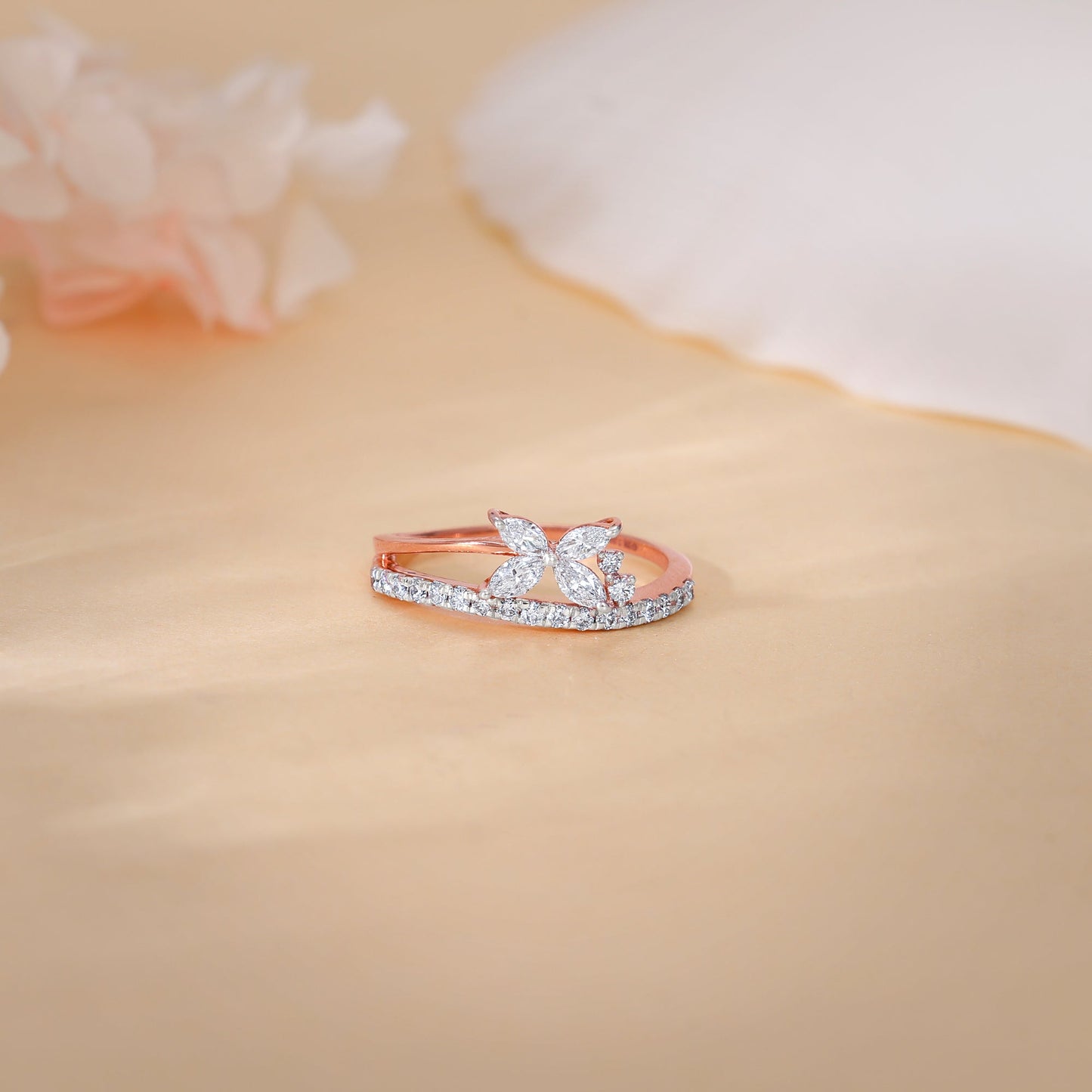 Rose Gold Flutter Lab Grown Diamond Ring