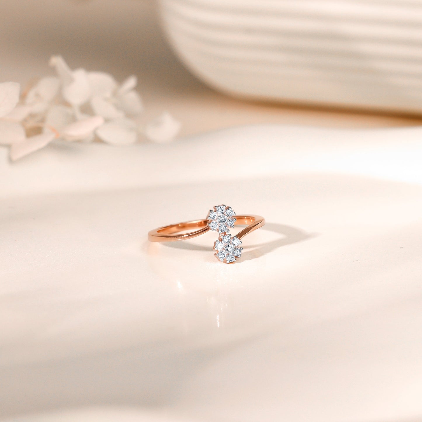 Rose Gold Twain Bouquet Lab Grown Diamond Ring