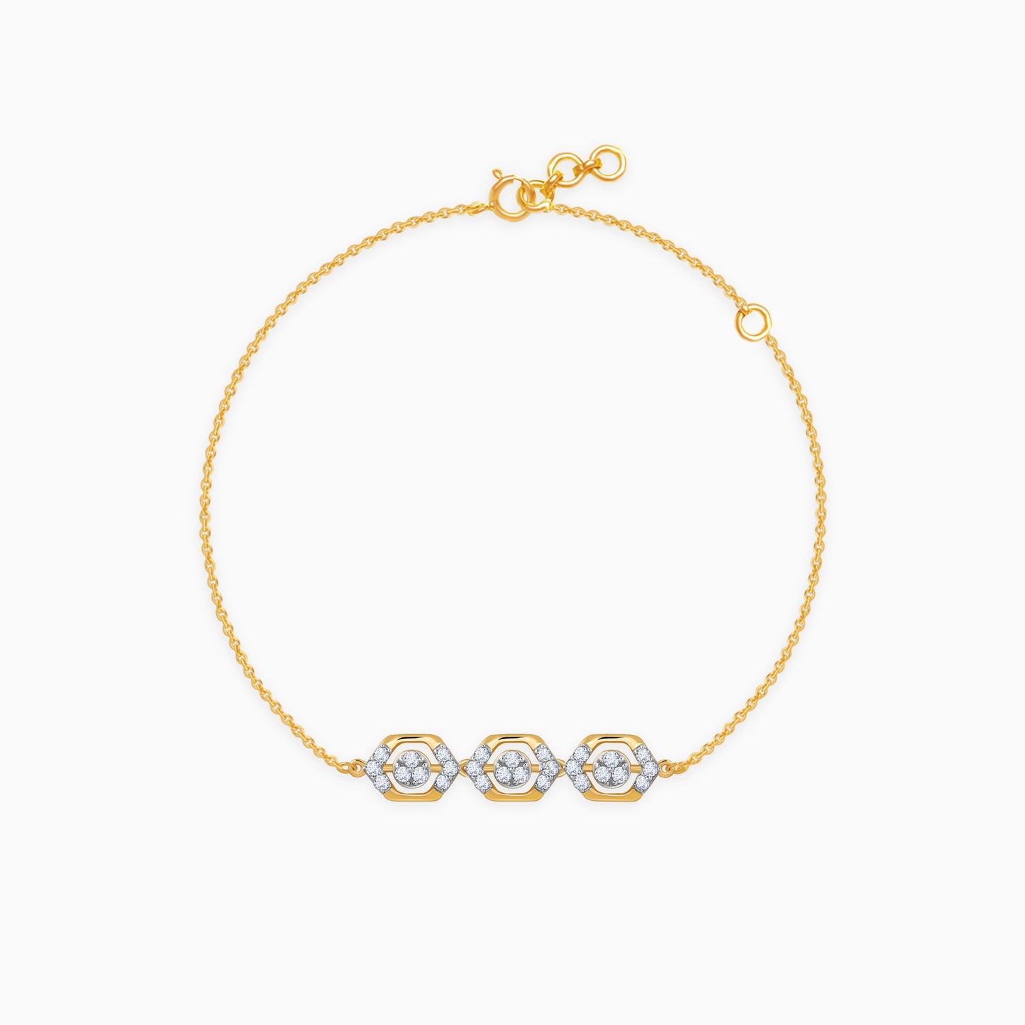 Gold Hexagon Glam Lab Grown Diamond Bracelet