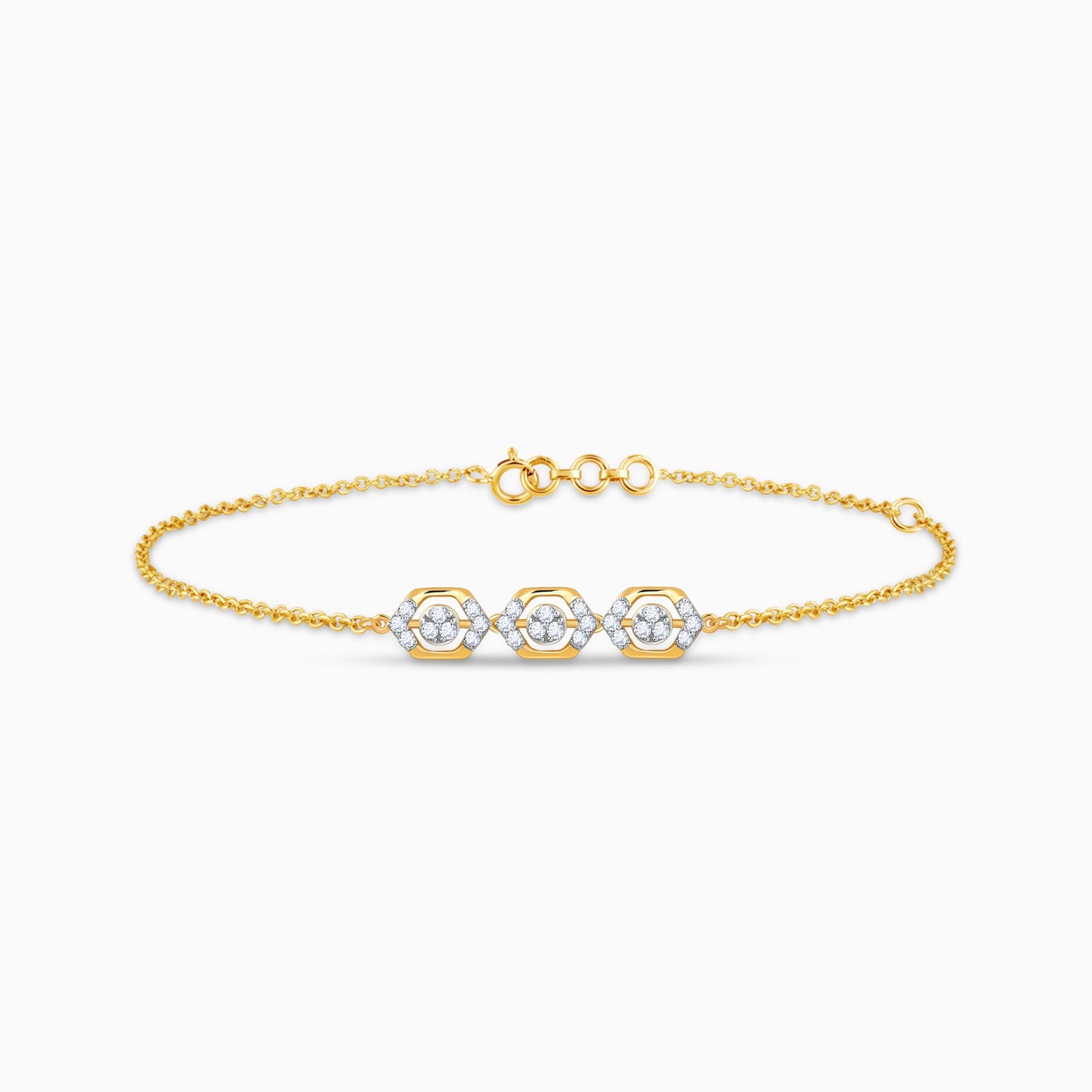 Gold Hexagon Glam Lab Grown Diamond Bracelet