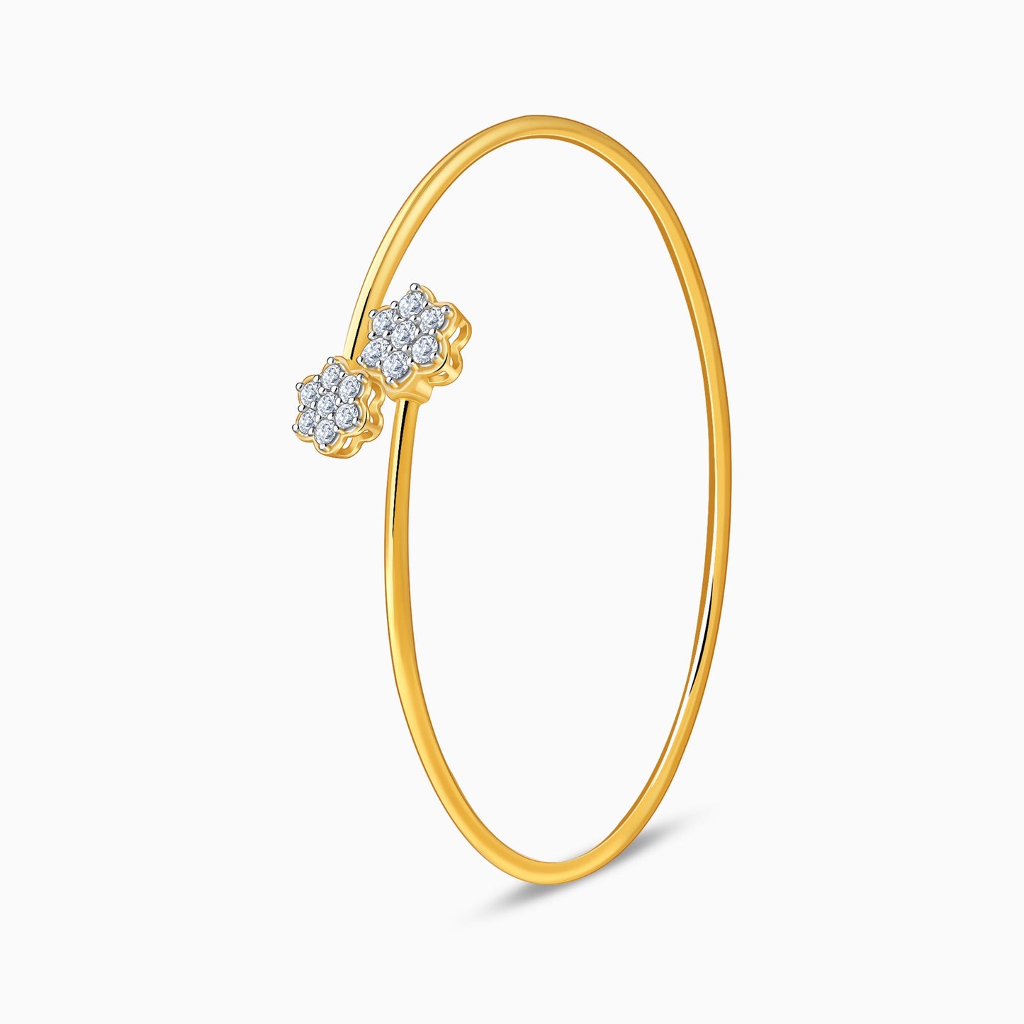 Gold Twinbloom Lab Grown Diamond Bangle Bracelet