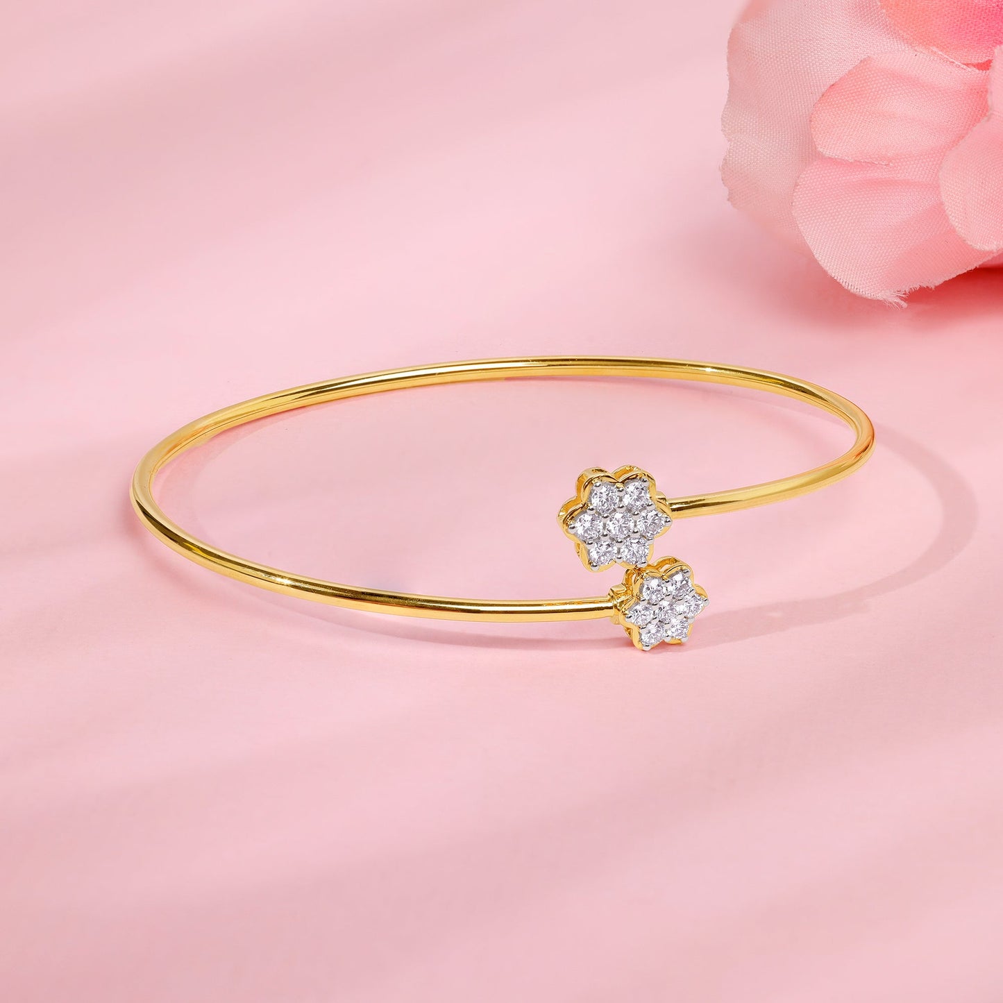 Gold Twinbloom Lab Grown Diamond Bangle Bracelet