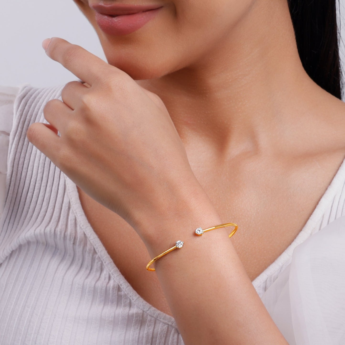 Gold Gemira Lab Grown Diamond Cuff Bracelet