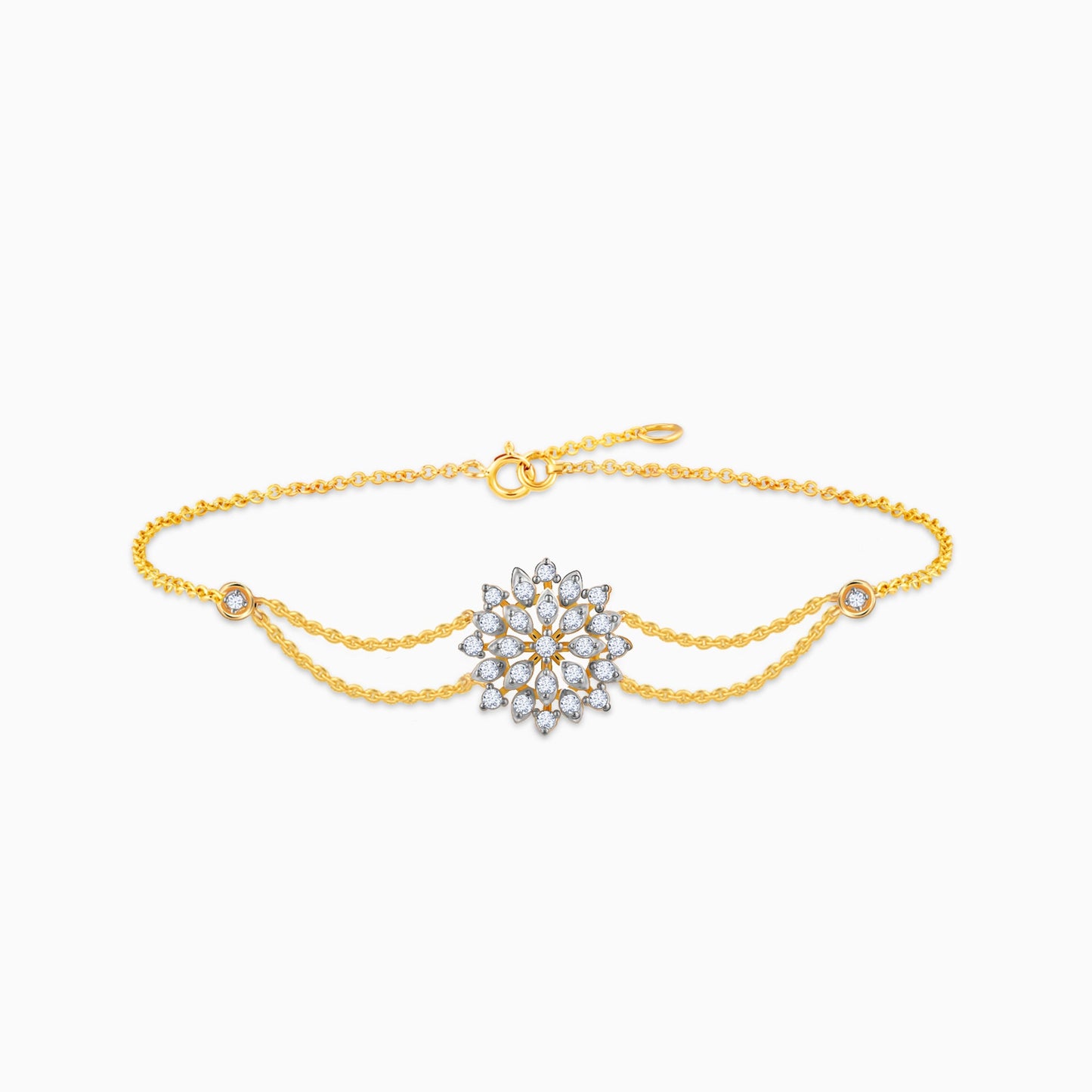 Gold Geometric Floral Diamond Bracelet