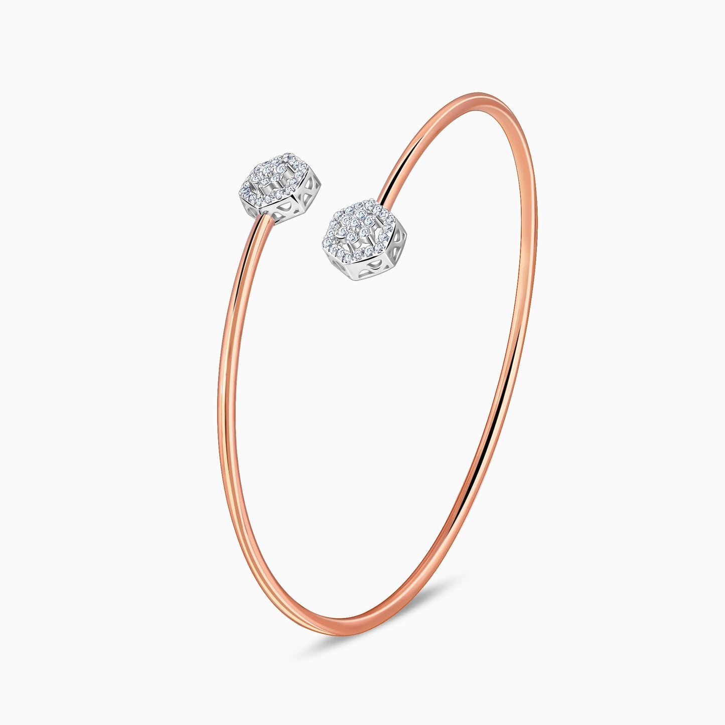 Rose Gold Halo Cuff Lab Grown Diamond Bracelet
