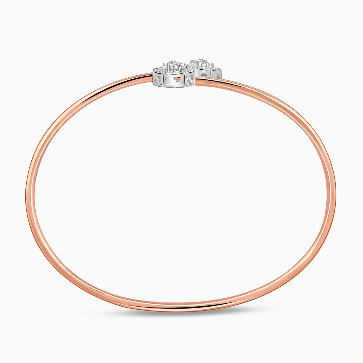 Rose Gold Halo Cuff Lab Grown Diamond Bracelet