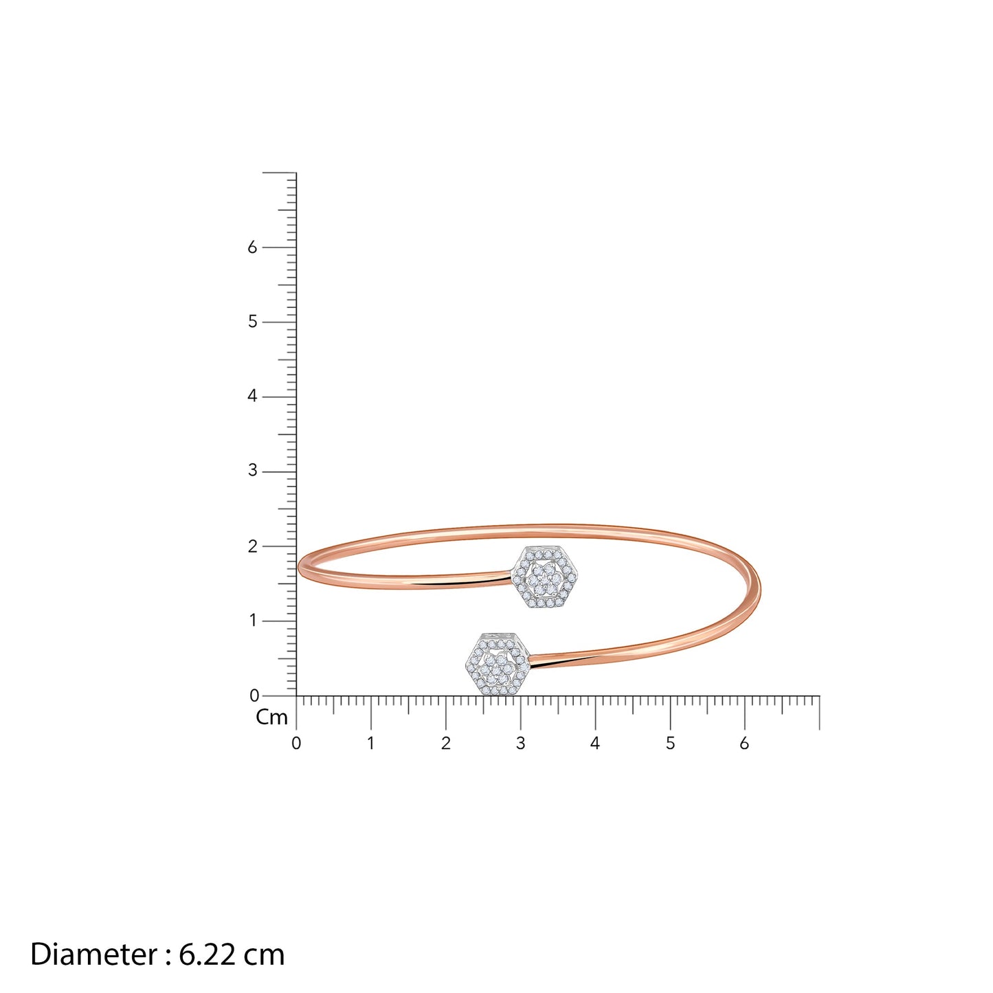 Rose Gold Halo Cuff Lab Grown Diamond Bracelet