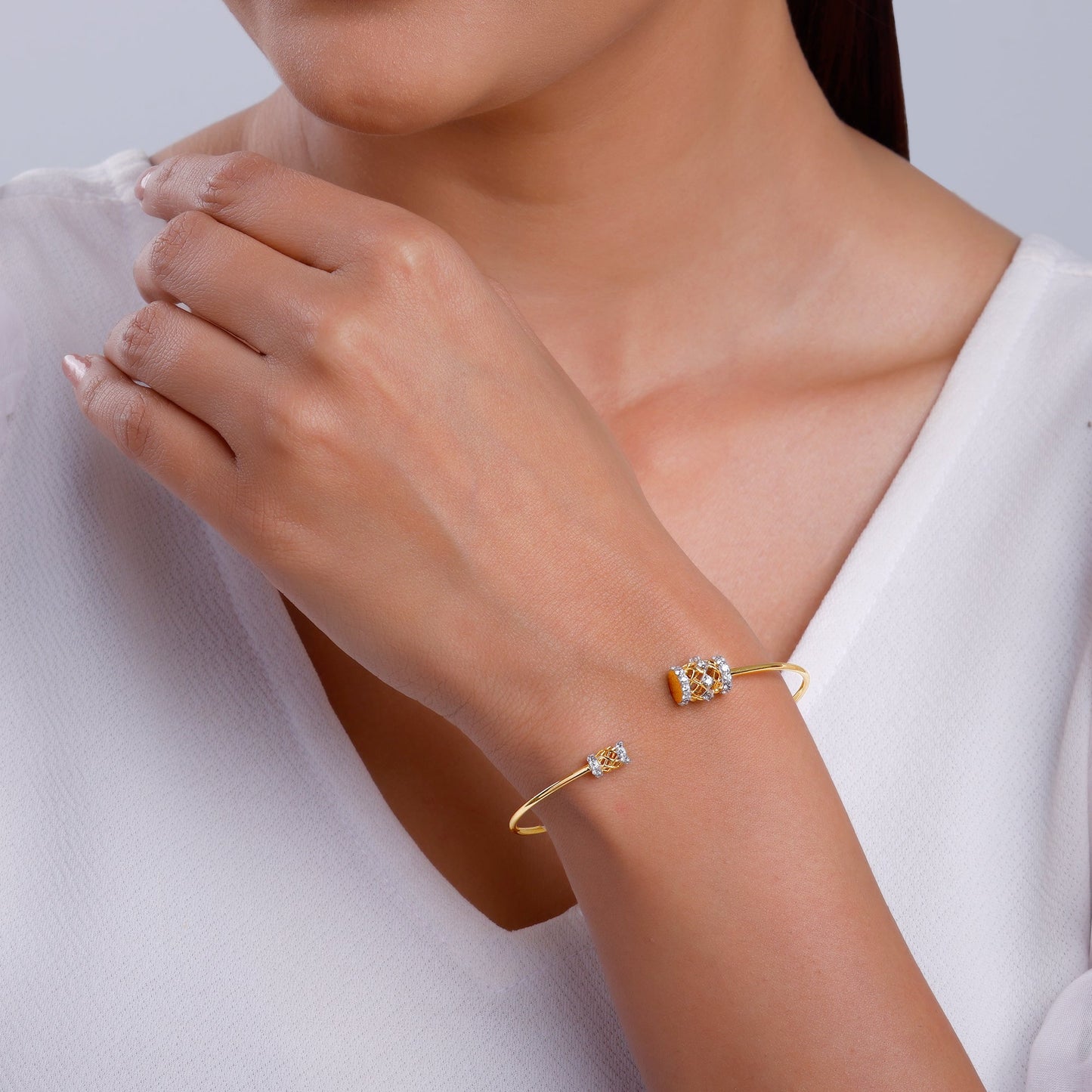 Gold Sway in Style Lab Grown Diamond Cuff Bracelet