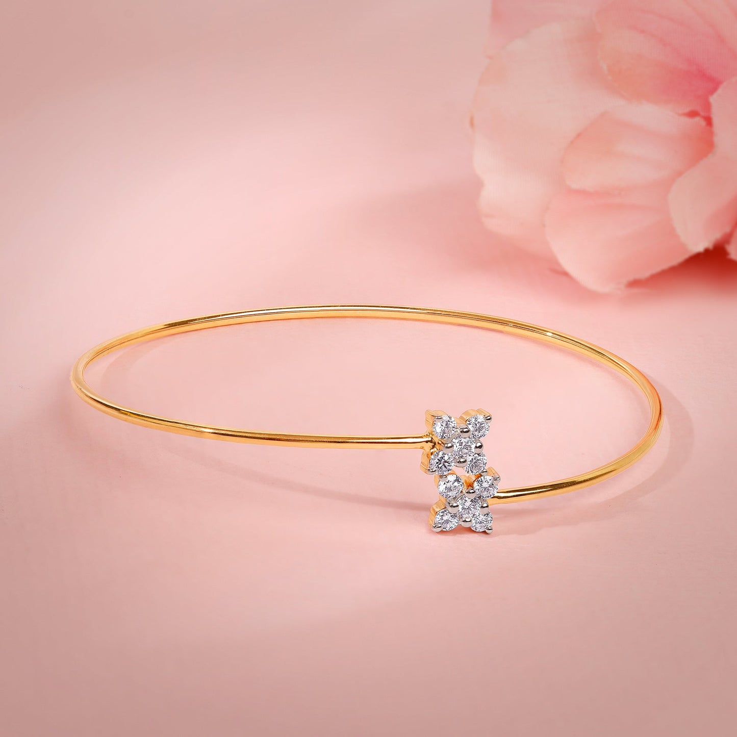 Gold Flora Bloom Lab Grown Diamond Bangle Bracelet
