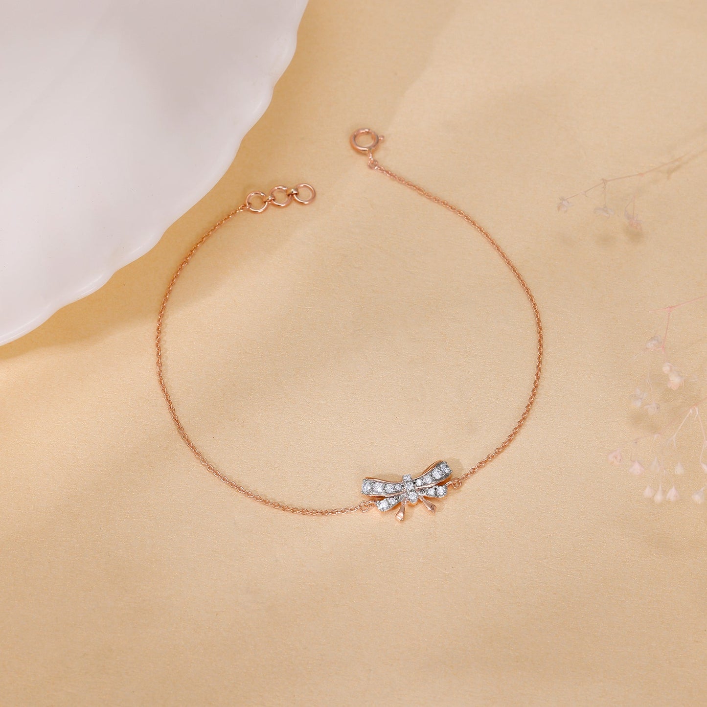 Rose Gold Bow Lab Grown Diamond Bracelet